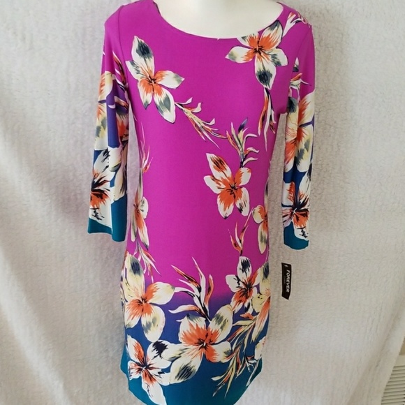 Forever Dresses & Skirts - floral colorful shift dress slip on Forever Dresses & Skirts - floral colorful shift dress slip on